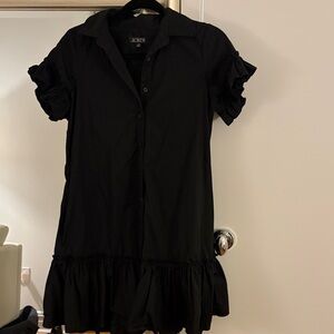 J. Crew Black Mini Dress with Ruffle Detail